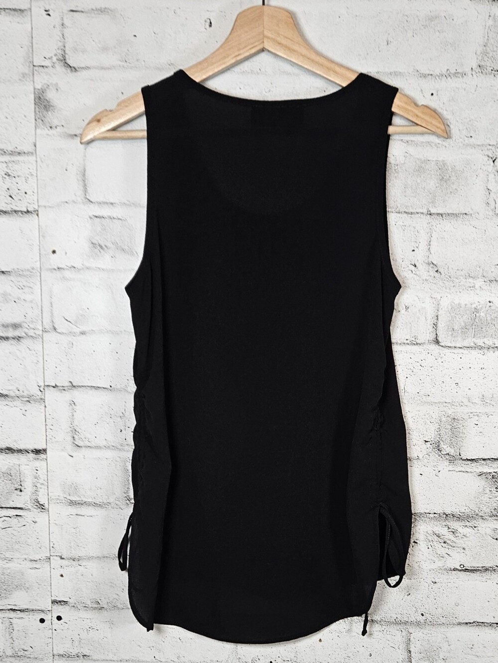 Mandee Black Sleeveless Ruched Side Tank Top Stretch Size Small - Picture 3 of 12